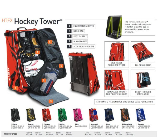 Tasche Grit HTFX Hockey Tower Junior 33 Zoll